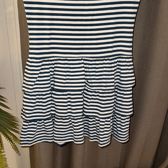 Hannah Anderson Navy Striped Kids/Girls Ruffled Dress w/Front Pocket Size 8 - Picture 10 of 16